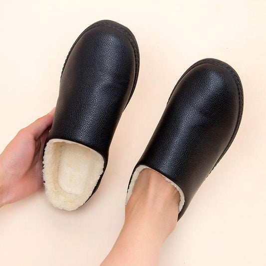 Warm Two-wear Waterproof and Oil-repellent Cotton Shoes Slippers Thick-soled Winter Leather Cotton Shoes