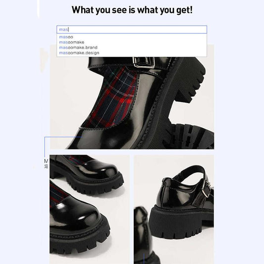 Korean Style Thick-soled Round-toe Thin Women's Shoes All-match Retro British Style Leather Shoes Japanese Women's Small Leather Shoes