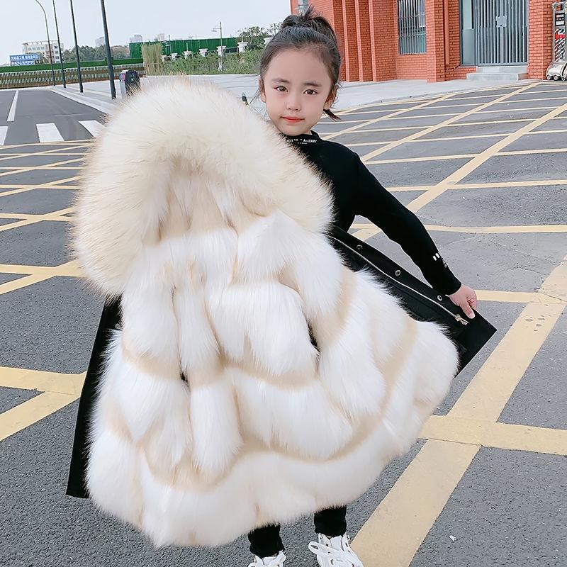 Winter Parka Coat Long Detachable Raccoon Dog Fur Liner Thick Imitation Fur Coat for Women