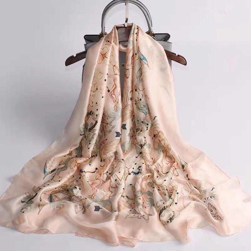 Printed Silk Scarf All-match Shawl Ladies Variety Scarf Long Autumn and Winter Warm Silk Gauze Female Summer Sunscreen Shawl