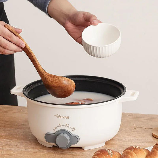 800W 20cm Electric Wok Stainless Steel Heat Pot Set Electric Steamer Non-stick Pot Porridge Pot for Family