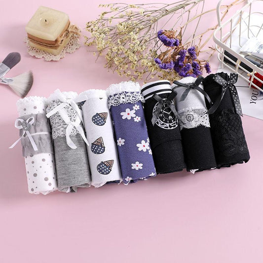 Women's Cotton Underwear 7 Pieces Women's Plus Size Underwear Student Low-rise Pants Girls' Underwear