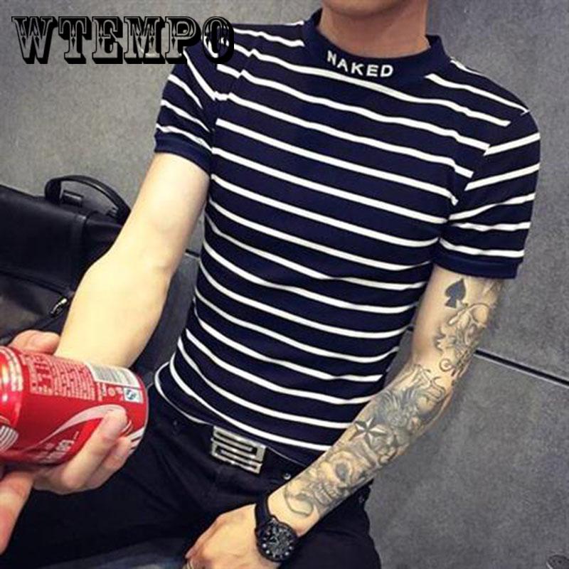T Shirt Mens Striped streetwear T-shirts letter print hip hop Tee Short Sleeve High Quality