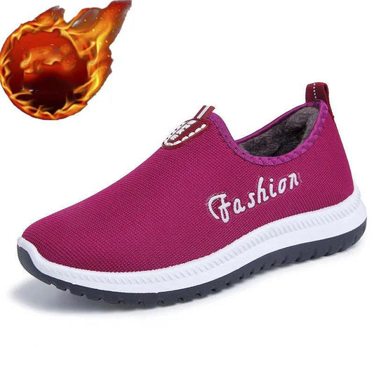Women Casual Fleece Warm Sports Running Shoes Autumn and Winter Walking Shoes Women's Mother Shoes