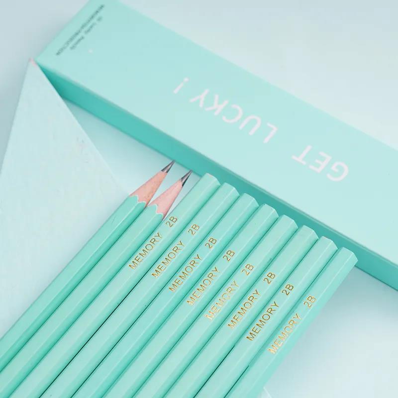 Mint Color Wooden Pencil 2B Drawing Sketch Sketching Exam Pencil