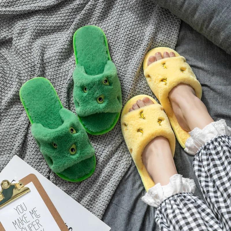 Cute Cotton Slippers In Autumn and Winter Indoor Warm Flat Shoes Comfortable Soft-soled Shoes Soft and Fluffy