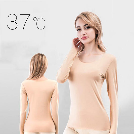 Women Winter Autumn Thermal Underwear O-neck Tops Female Tight Thicken Windproof Seamless Pajamas Soft Lining Long Sleeve High Elasticity Slim