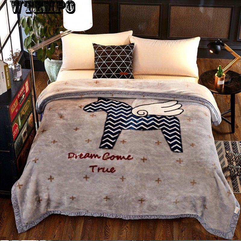 Thicken Blanket Winter Comfort Blanket Coral Fleece Blanket Plush Blanket Print Blanket