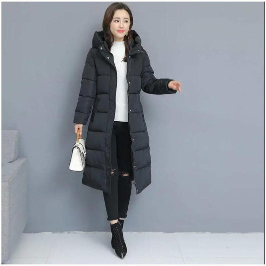Autumn and Winter Down Coat Women's Mid-length Slim Plus Size Long Coat Cotton-padded Coat Women's Jacket