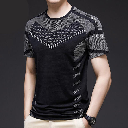 Ice Silk Men's Short-sleeved T-shirt Summer Business Travel Cool and Quick-drying Clothes Ultra Light T-shirt