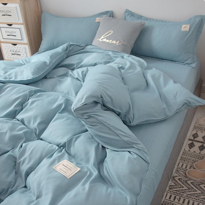Home Solid Color Duvet Cover Set Soft Cotton Comforter Cover Pillowcase Set Single Twin Queen King Sizes Quilt Cover Set