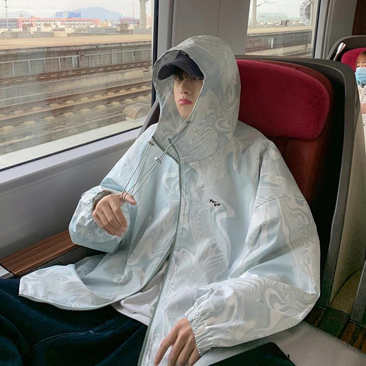 Spring Men's Jackets, Men's Tide, All-match Trend, Handsome, Loose, Handsome Gown, Spring and Autumn Men's Sun Protection Clothing