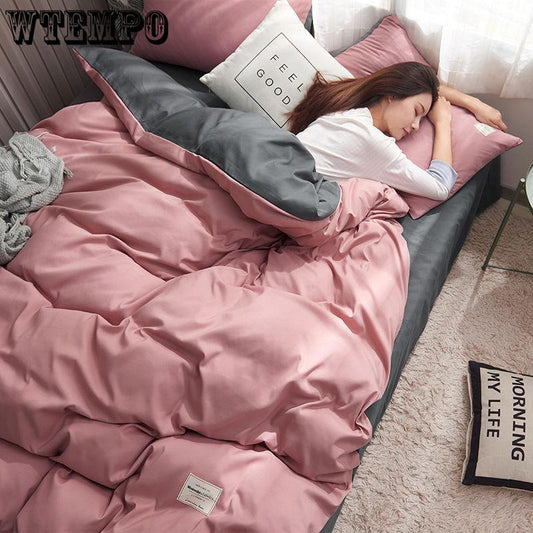 American Style Spring Autumn Bedding Set Dark Green+Gray King Queen Full Single Size Bed Sheet Duvet Cover Pillowcase