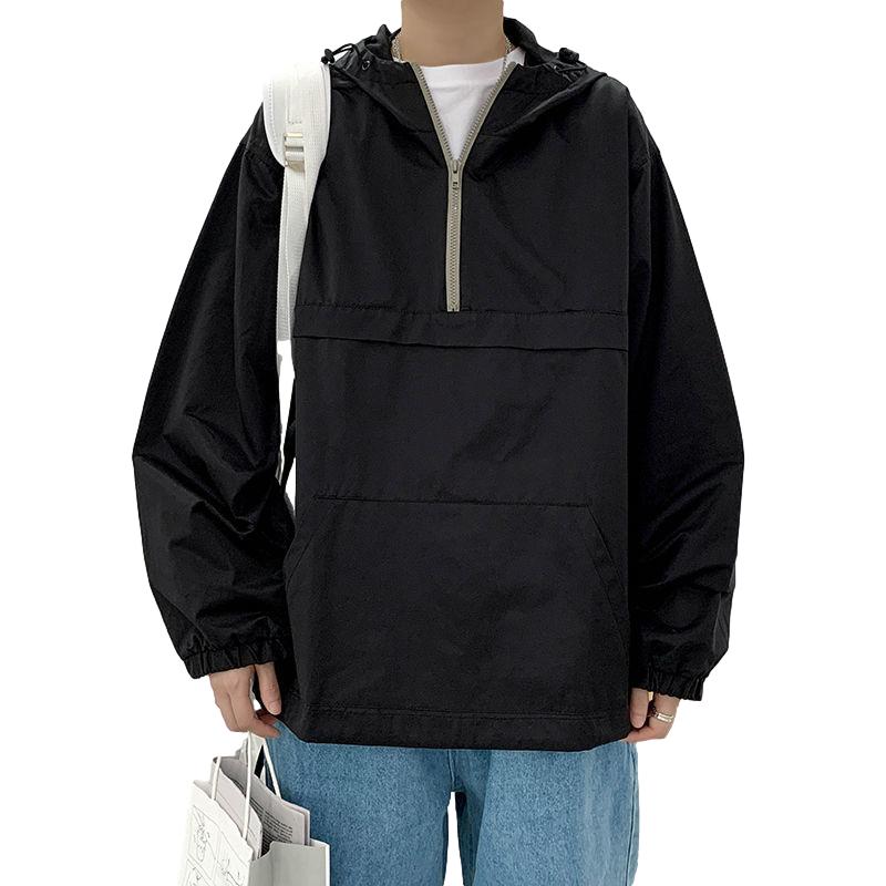 Half Zipper Men's Tooling Functional Wind Hooded Sweater Trendy Handsome Sports Coat