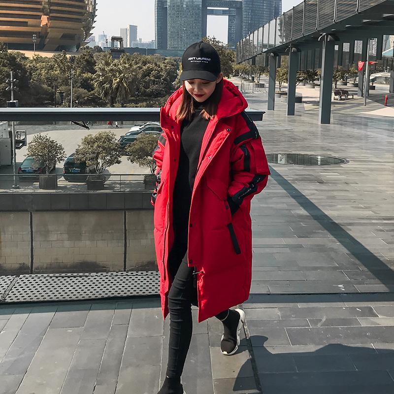 Winter Trend of Down Jacket Men's Mid-length Over-the-knee Thickening Couple Student Wear Warm Jacket Tide