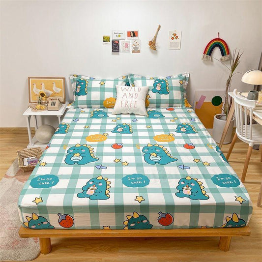Thick Three-piece Cotton Bed Sheet Pillowcase Non-slip Protective Cover Cotton Bedspread Mattress Cover