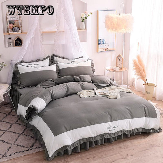 New princess Bedding set 100% Cotton Twin Queen size Bed sheet/Linen Duvet cover set
