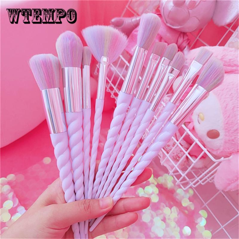 10pcs Diamond Makeup Brushes Set Unicorn Make Up Foundation Eyebrow Eyeliner Makeup Brushes Set