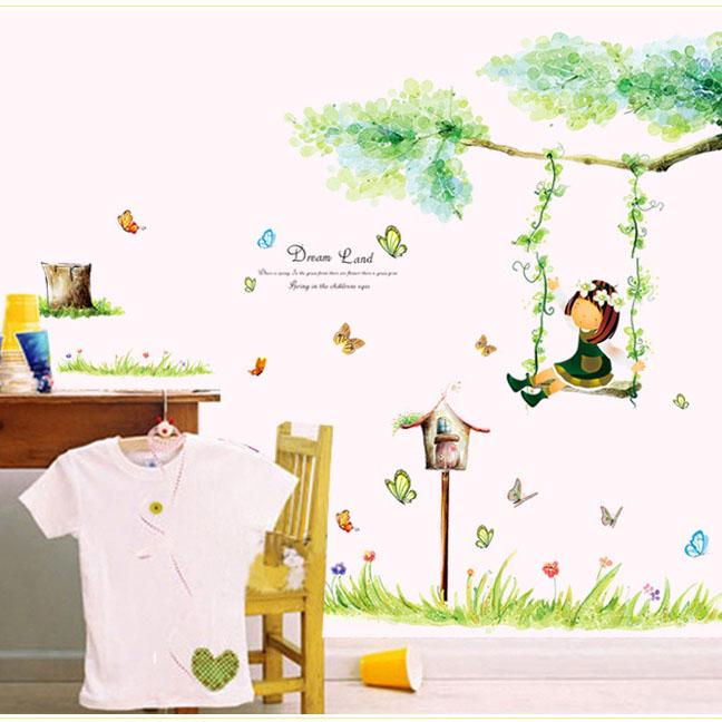 TV background living room romantic bedroom decoration removable TV background wall swing girl