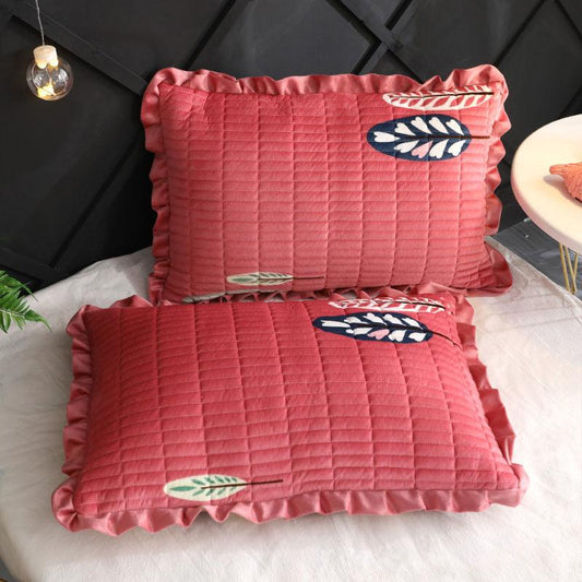 Crystal Velvet Thick Quilted Pillowcase Winter Warm Flannel Pillowcase Single and Double Coral Plush Pillowcase