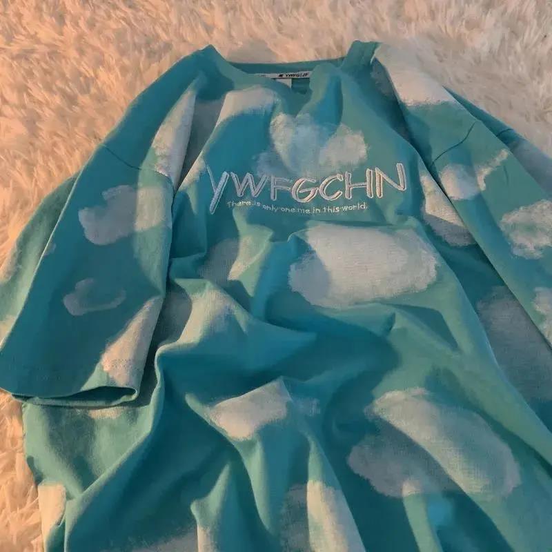 Women Short Sleeve T-shirts Loose Casual Embroidery O-neck Korean Style Fashion All-matchTee Student Streetwear