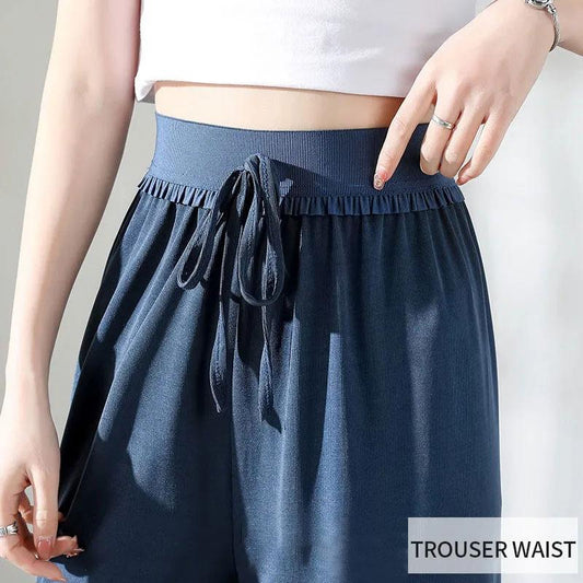 Women's Spring and Summer Ice Silk Wide-leg Trousers Fall Feeling Mopping High-waisted Trousers Slim Casual Trousers Student Straight Trousers
