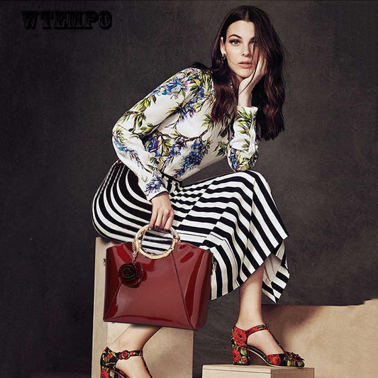 Fashion Elegant Diagonal Cross Bag Shoulder Bag Female High-grade Patent Leather Handbag