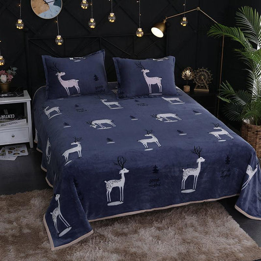 Winter Coral Velvet Double-sided Plus Velvet Warm and Breathable Bed Sheet Coral Velvet Pillowcase Single Can Be Mechanically Washed