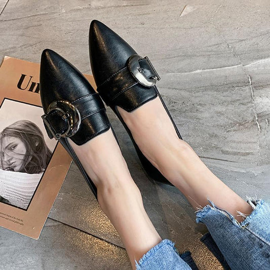 British Style Pointed Toe Shoes Women Soft Leather Soft Sole Single Shoes Pointed Toe Flat Shoes Peas Shoes Loafers Women Casual Shoes