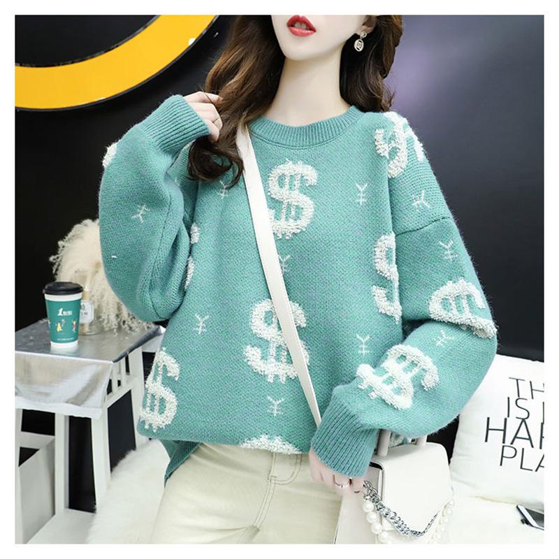 2020 Autumn Women Solid Sweater Elegant O-neck Loose Female Knitted Sweater Casual Long Sleeve Warm Oversized Pullover Tops