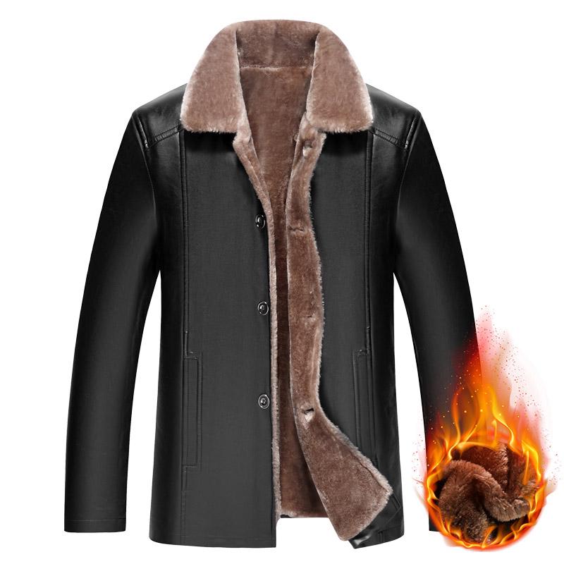 Men's plus size leather jacket autumn and winter men's jacket plus velvet thick leather jacket