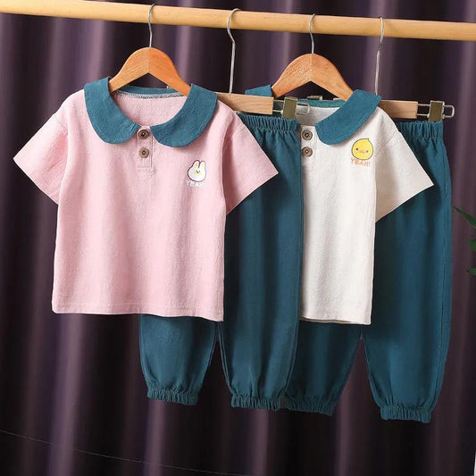 Children's Suit Summer Clothes Girls Net Red Western Casual Clothes Baby Summer Short-sleeved Two-piece Suit