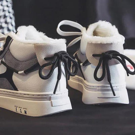 Winter High-top Plus Velvet Keep Warm and Comfortable White Shoes for Women All-match Sports and Leisure Cotton Shoes Sneakers