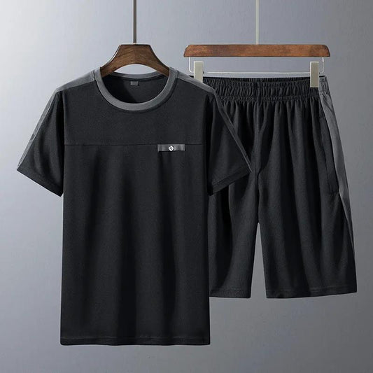 Middle-aged and Elderly Casual Suit Men's Short-sleeved Shorts Two-piece Dad Suit Summer Men's Short-sleeved T-shirt Sports Suit