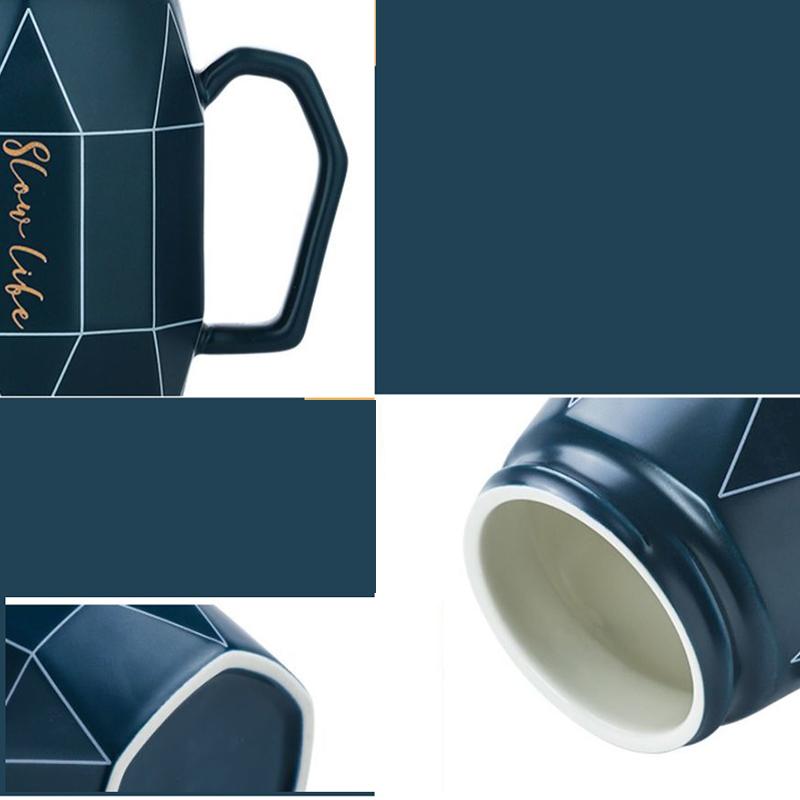 Ceramic Mug with Lid Mug Home Drinking Cup Office Cup Coffee Cup Couple Cup Large Capacity Water Cup Breakfast Cup