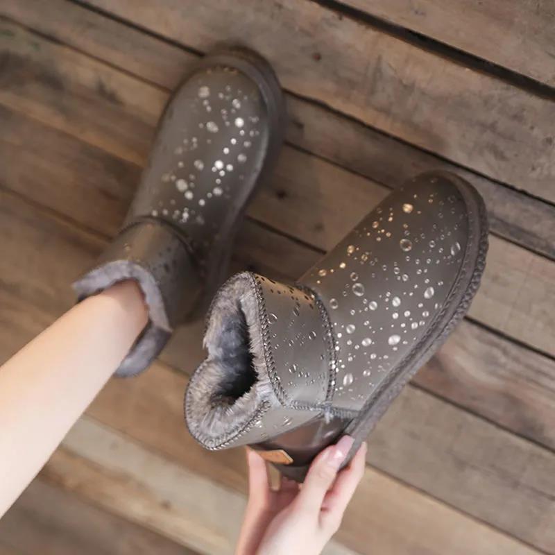 Snow Boots Women's Waterproof Winter Cotton Shoes Short Tube Thickened Plus Velvet Short Tube Ankle Boots