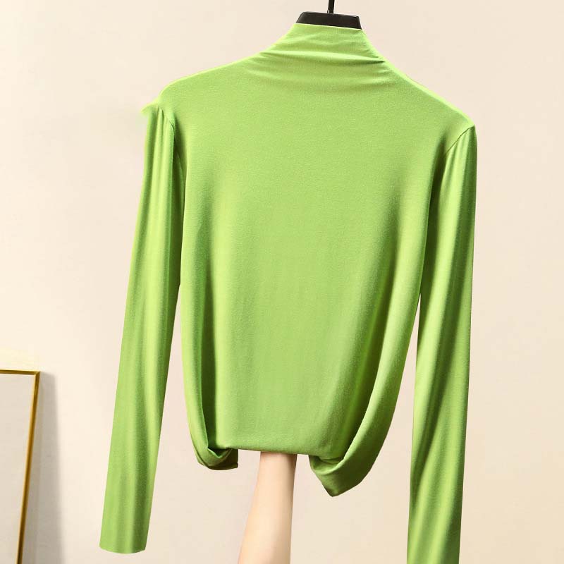 Spring New Women's Half Turtleneck Bottoming Shirt with A Slim Plus Size Top