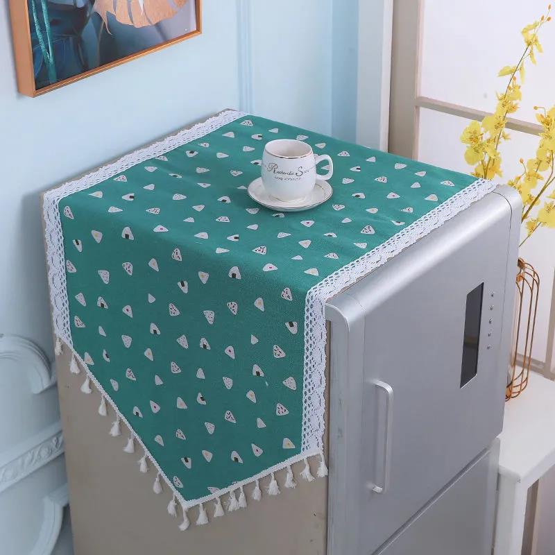 Simple Refrigerator Towel Dust Cover Cloth Household Appliance Washing Machine Cover Towel Dust Cover Cotton Linen Cloth