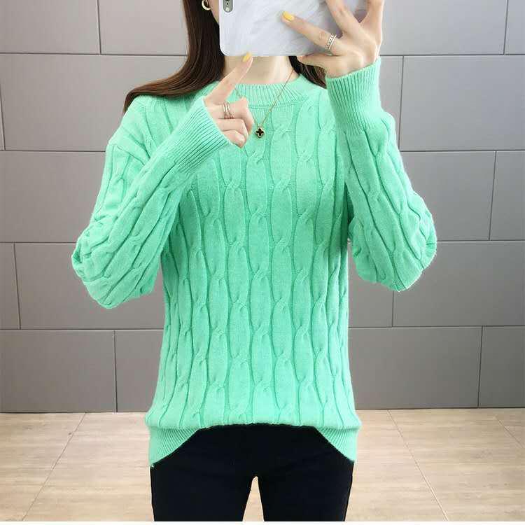 Women Winter Sweater Knitted Pullovers Casual Loose Sweater Twisted Sweater Warm Thick Jumper Tops