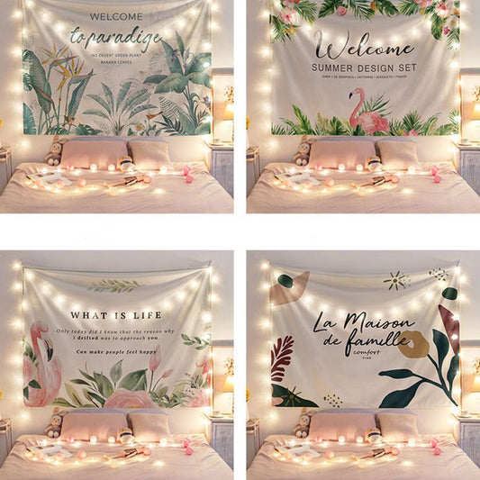 Home Bedroom Background Cloth Hanging Cloth Tapestry Hanging Wall Nordic Style Simple Plant Anchor Photo Cloth Background Net Red Wall Cloth