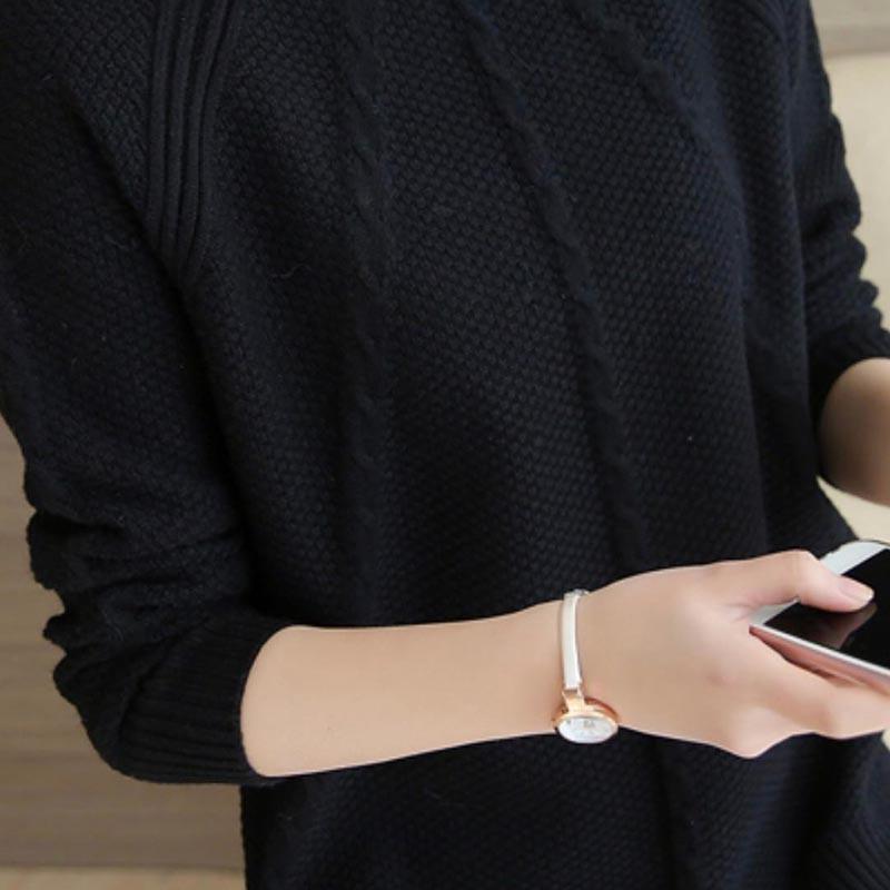 Knitted Sweater Fashion Long Sweaters Tops Women's Casual Crochet Turtlenecks