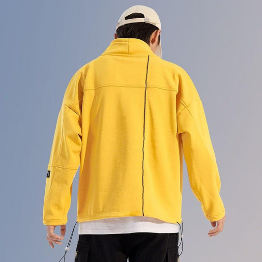 Youth Men Streetwear Fleece Hoodies Imitated Mink Wool Pullover Winter Big Pocket Sweatshirts Casual Turtleneck Tops