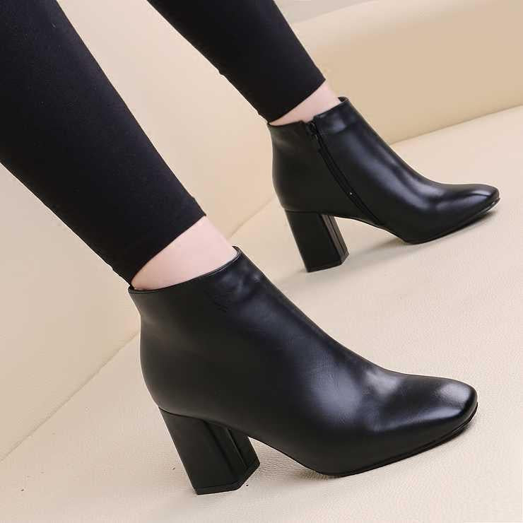 Women Shoes High Heels Slip Ankle Boots Winter Boots Elegant Square High Heels Shoes Female