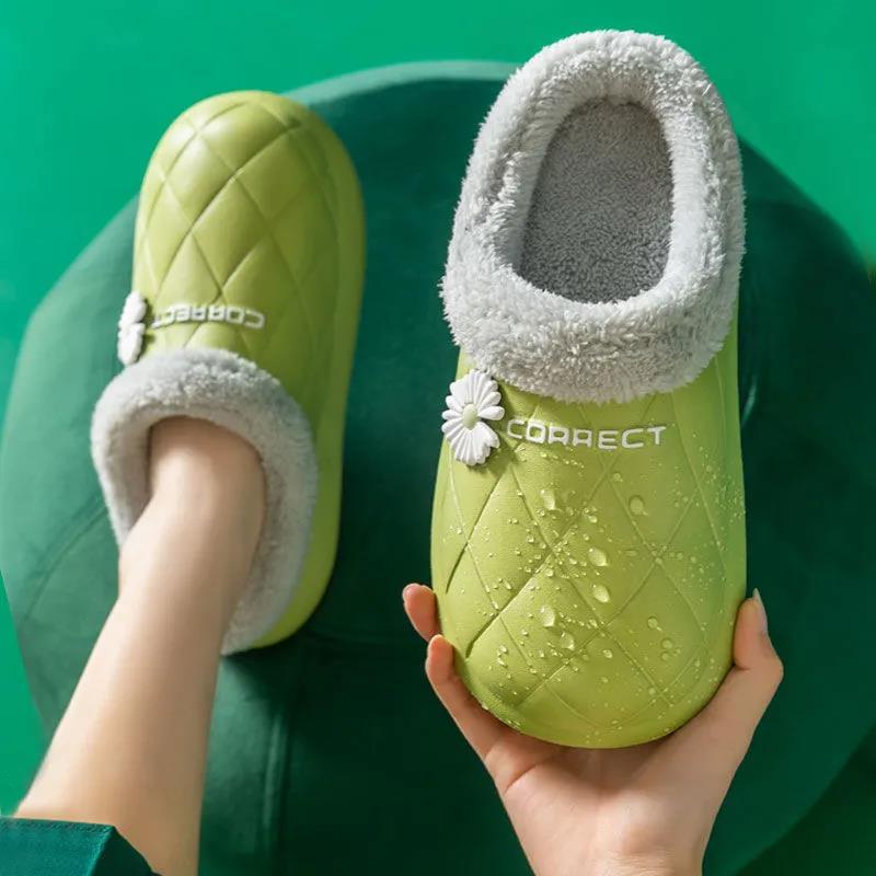 Autumn and Winter Men's and Women's Cotton Slippers Indoor Non-slip Soft-soled Shoes Warm Simple Plush Cotton Shoes