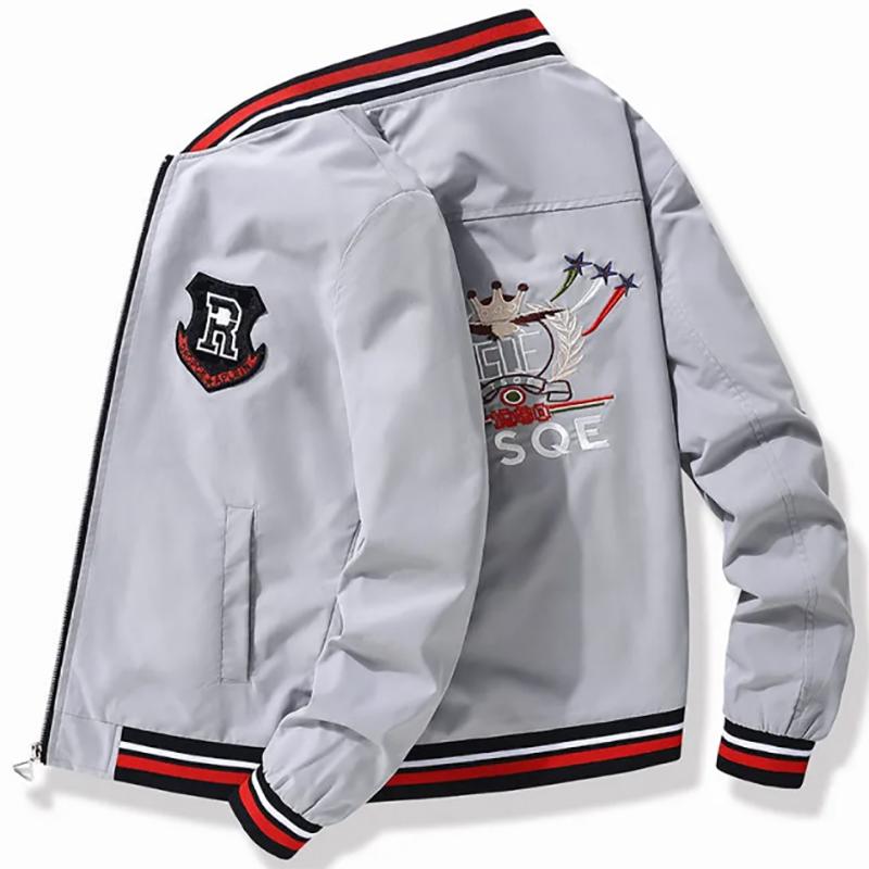 Bomber Jacket Men's Trend Autumn and Winter Embroidery Gown Men's Baseball Uniform Jacket Young Men