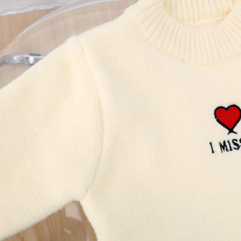 Children's Sweater with Cashmere Solid Color Pullover Letter Little Children's Clothing Girl Baby Sweater One Piece Cashmere