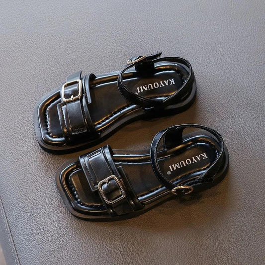 Girl's Summer Sandals Soft Sole Light Casual Sandals Anti-slip Solid Color Princess Sandals