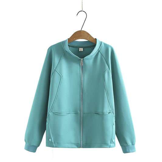 Plus Size Women's Autumn New Knitted Zipper Sweater Casual Stand Collar Jacket