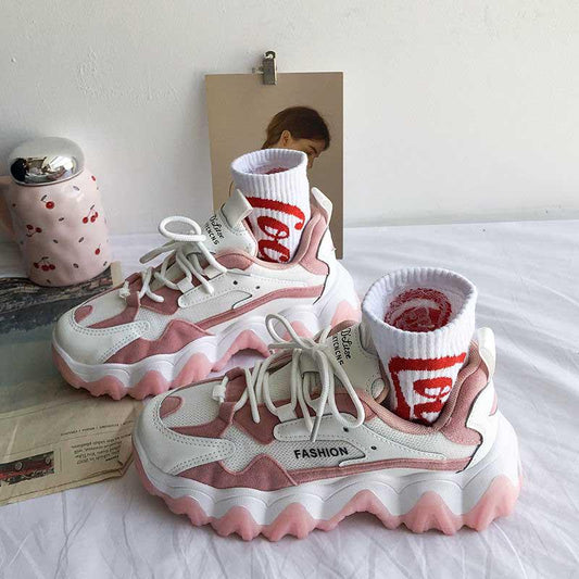 Plus Size 35-40 Summer Retro Women Mesh Sneakers Girls Breathable Running Basketball Shoeses Shockproof Non-slip Pink Shoes