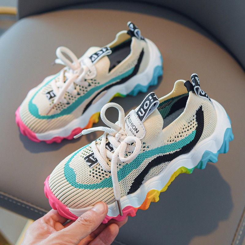 Children's Girls' Boy Shoes Spring Summer Korean Version Sports Shoes Breathable Lightweight Flying Shoes Middle-aged Students' Casual Shoes
